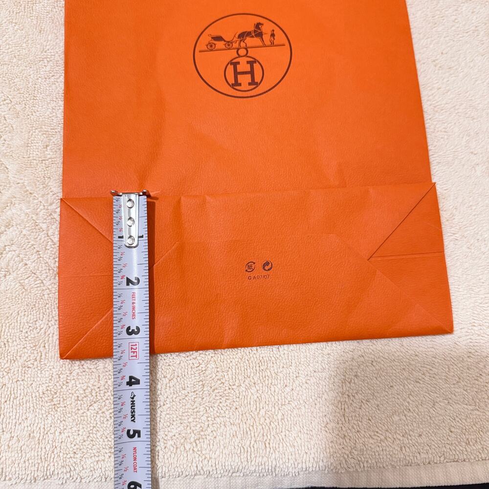 Hermès Orange Boutique Shopping Gift Bag Brown Rope Handles 11" x 8" x 3" - Picture 8 of 8